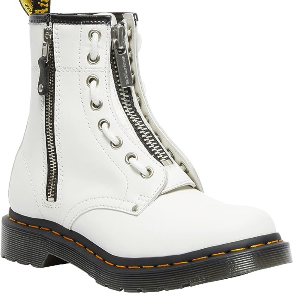 new women's size 8 dr Martens 1460 twin zipper fashion boots white